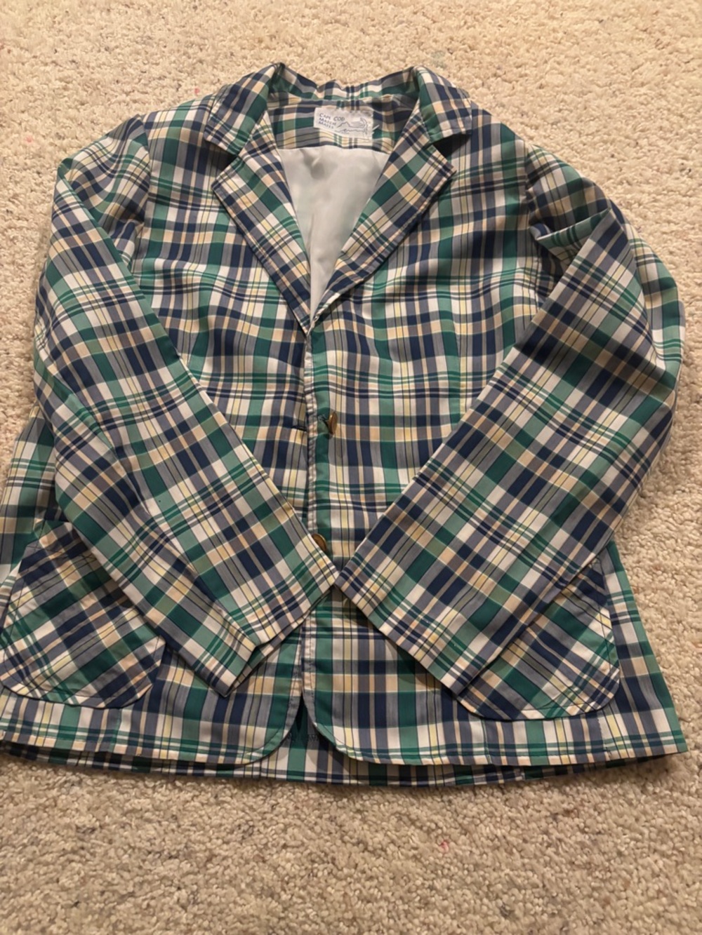 Cape Cod Match Mates vintage plaid lightweight blazer size 12